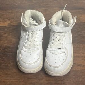Nike Kids Size 13C White High Top Sneakers Hook Strap Shoes